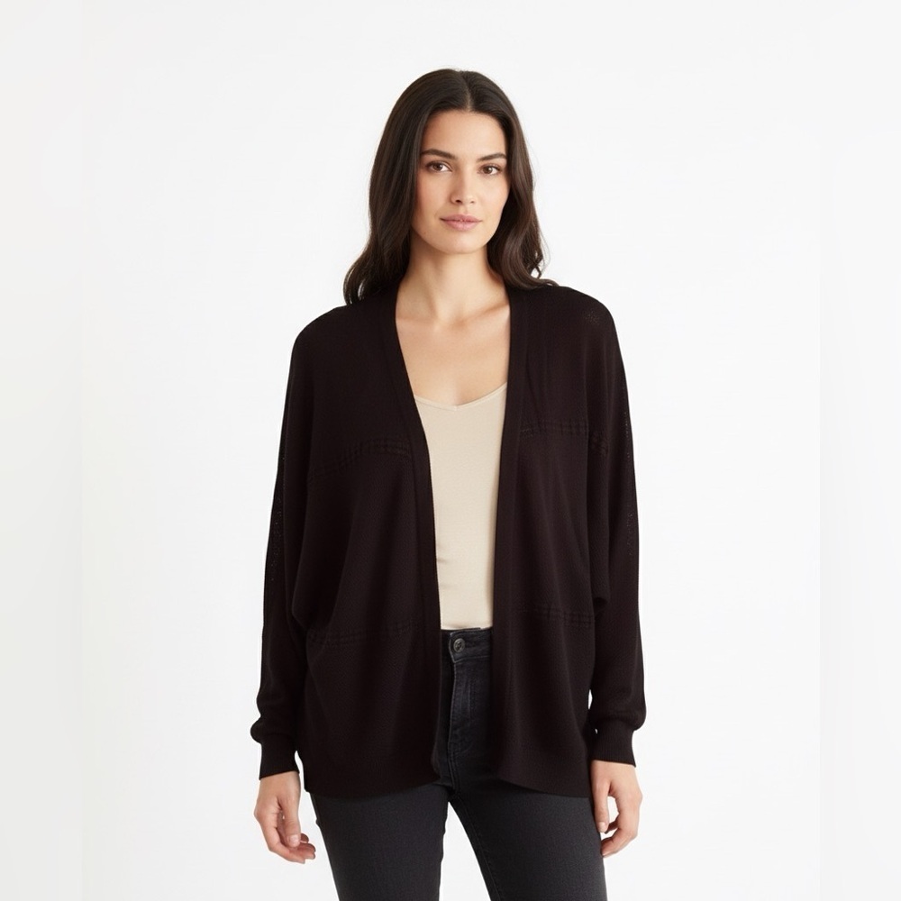 Curlbiuty Black Knit Dolman Sleeve Cardigan Large